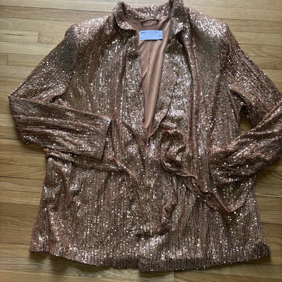 ASOS DESIGN Curve Sequin Co-Ord Blazer Bronze Womens 20 New Years Party Holiday - Picture 6 of 8